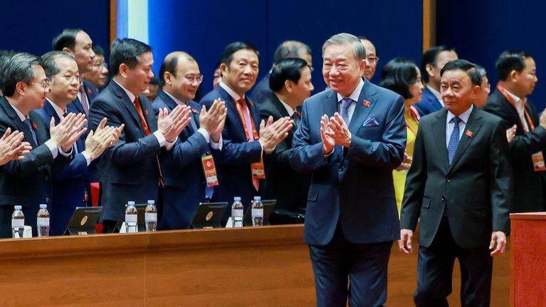 Vietnamin kommunistisen puolueen pääsihteeri To Lam saapuu puolueen kansalliskongressiin.