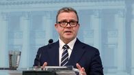 Photo shows Prime Minister Petteri Orpo at a press conference.