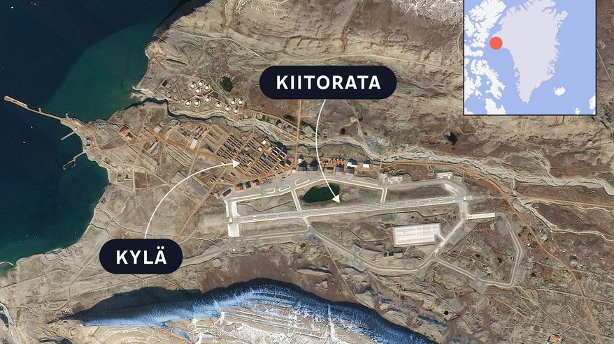 Satelliittikuva 11.9.2025 Yhdysvaltojen Pituffikin tukikohdasta Grönlannin pohjoisosassa.