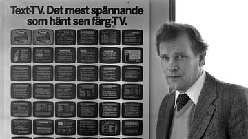 Ohjelmapäällikkö Erkki Hatakka Teksti-tv vuonna 1981.