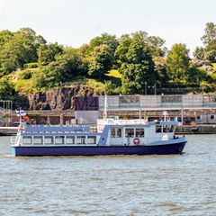 Waterbus in Helsinki Harbour on a sunny summer day.