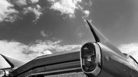 The typical tailfin of a 1960 Cadillac Coupe de Ville as the car is shown at the 'US Car Show' in Pforzen, Germany, 01 June 2014. Classic car owners were able to present their cars to the public during this meeting for vintage car enthusiasts.