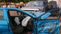 Sönderskjuten bil efter strider i Sinaloa, Mexiko 18.10.2019