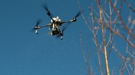 Photo shows an unmanned aerial vehicle (UAV) 