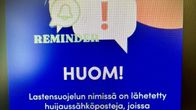 Tiedote varoittaa lastensuojelun nimissä tehdyistä huijausviesteistä ja kehottaa olemaan klikkaamatta viestien linkkejä.
