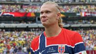 Norjan Erling Haaland kuvattuna lähikuvassa.