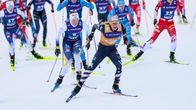 Jessie Diggins johtaa eräänsä Toblachissa.