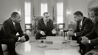 Martin Luther King Jr., Whitney Young ja James Farmer tapaamassa presidentti Lyndon Johnsonia vuonna 1964