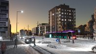 Havainnekuva Vantaan ratikasta Koivuhaan pysäkillä.