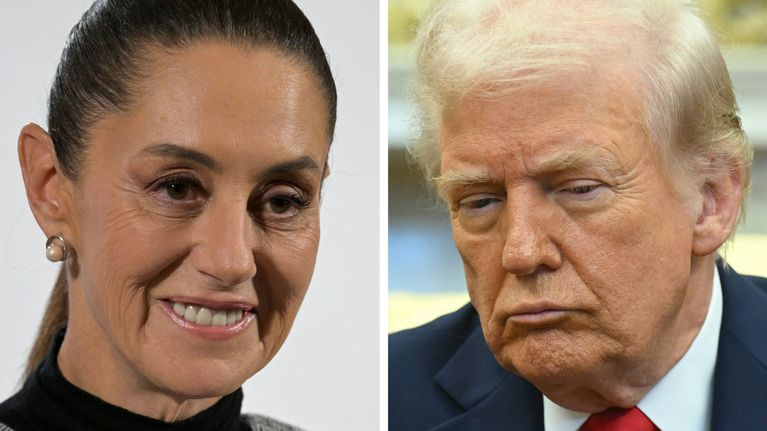 Kuvakollaasi, jossa Claudia Sheinbaum ja Donald Trump.