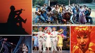 Kollaasi Teeman kesän 2018 musikaaleista: Viulunsoittaja katolla, Hair, Priscilla - aavikon kuningatar, Holiday Inn, Les Girls