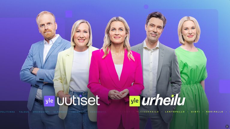 Yle Uutisten ja Yle Urheilun uuden ilmeen mukainen kuva. 