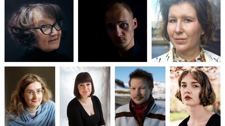 Kirjailijat: Monika Fagerholm, Erkka Filander, Anni Mäentie, Emmi Itäranta, Sanna Karlström, Niillas Holmberg, Kaisa Vahteristo, Maaria Niskavaara, Anna Möller-Sibelius ja Susanna Hast 
