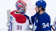 Carey Price ja Auston Matthews NHL:n pudotuspelisarjan ratkettua.