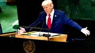 Donald Trump puhuu YK:n yleiskokouksessa.