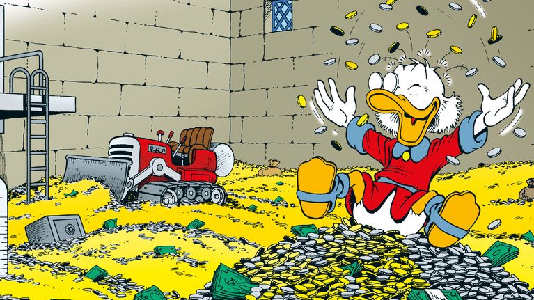 Joakim von Anka badar i sina pengar.