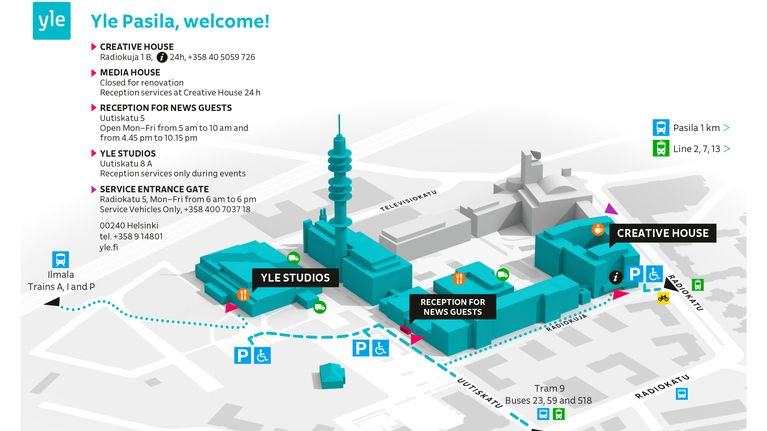 Yles Office in Pasila, temporary map.