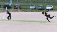 A pitch during a Cricket match.