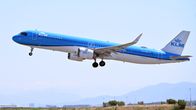 A KLM flight lifts off.