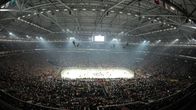Jääkiekon MM-kisat 2010: Saksa - USA. Yleiskuva Schalke -areenasta jääkiekko-ottelussa. 