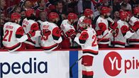 Sebastian Aho tuulettaa maalia Montrealia vastaan konferenssifinaaleissa toukokuussa 2026.