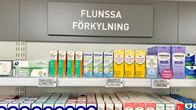Mediciner och en skylt där det står "förkylning".