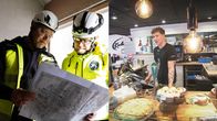Kuvapari: Espoolainen rakennustyömaa &  Kahvilakonditoria Kulmakonditoria Oy, Järvenpäässä.
