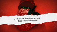 Kollaasikuva, jossa hupullinen anonyymi hahmo, mansikka sekä teksti, jossa lukee: uhanneet, että muutama mies tulkee selvittämään asiaa.