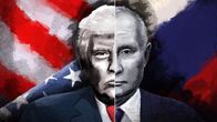 Piirroskuva Donald Trumpista ja Vladimir Putinista.
