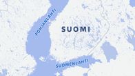 Kartassa on esitetty Suomi, Pohjanlahti ja Suomenlahti.