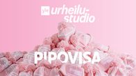 Kuvassa iso kasa Urheilustudion pipoja ja tekstit "Urheilustudio" ja "pipovisa".