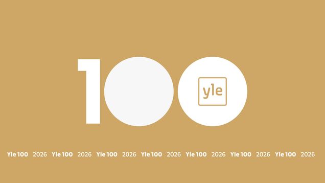 Kulta-valkoinen kuva, jossa on Yle 100 -logo.