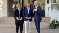 Pääministeri Petteri Orpo (Kok.), Ahvenanmaan maaneuvos Katrin Sjögren sekä Norjan pääministeri Jonas Gahr Støre tapaavat toisensa.