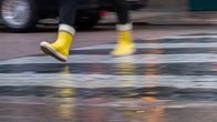 Yellow boots in the rain.