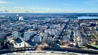 Tampereen kaupunkia ja Amurin kaupunginosaa kuvattuna Näsinneulasta päin.