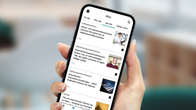 Telefon med Yle-appens sparade artiklar-lista öppnad.