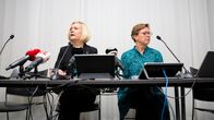 Sisäministeri Mari Rantanen ja maahanmuutto-osaston osastopäällikkö Minna Hulkkonen tiedotustilaisuudessa.