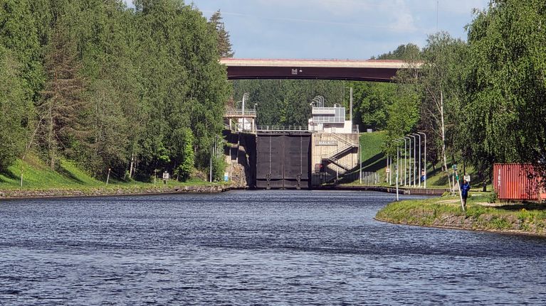 Mälkiän sulku Saimaan kanavassa.