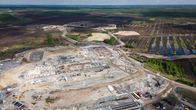 Aerial photo of a mine construction area.