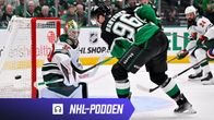 Mikko Rantanen tar ett skott nära Jesper Wallstedt.