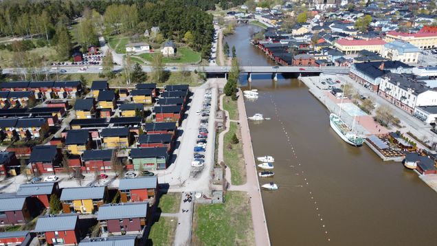 Flygbild över Borgå å.