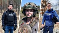 Ylen toimittajat Justas Stasevskij, Hanna Visala ja Antti Kuronen Ukrainassa.