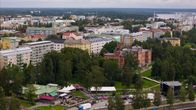 Vaasan keskustaa ja Hovioikeudenpuistoa kesällä ilmasta. 