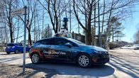 Googlen kuvausauto tallensi katunäkymiä kameran avulla Helsingissä 19. huhtikuuta 2022.