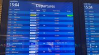 An information board at Helsinki Airport on Monday afternoon.