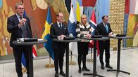 Islannin, Ruotsin, Suomen ja Norjan ulkoministerit lehdistötilaisuudessa Oslossa 1.11.2023