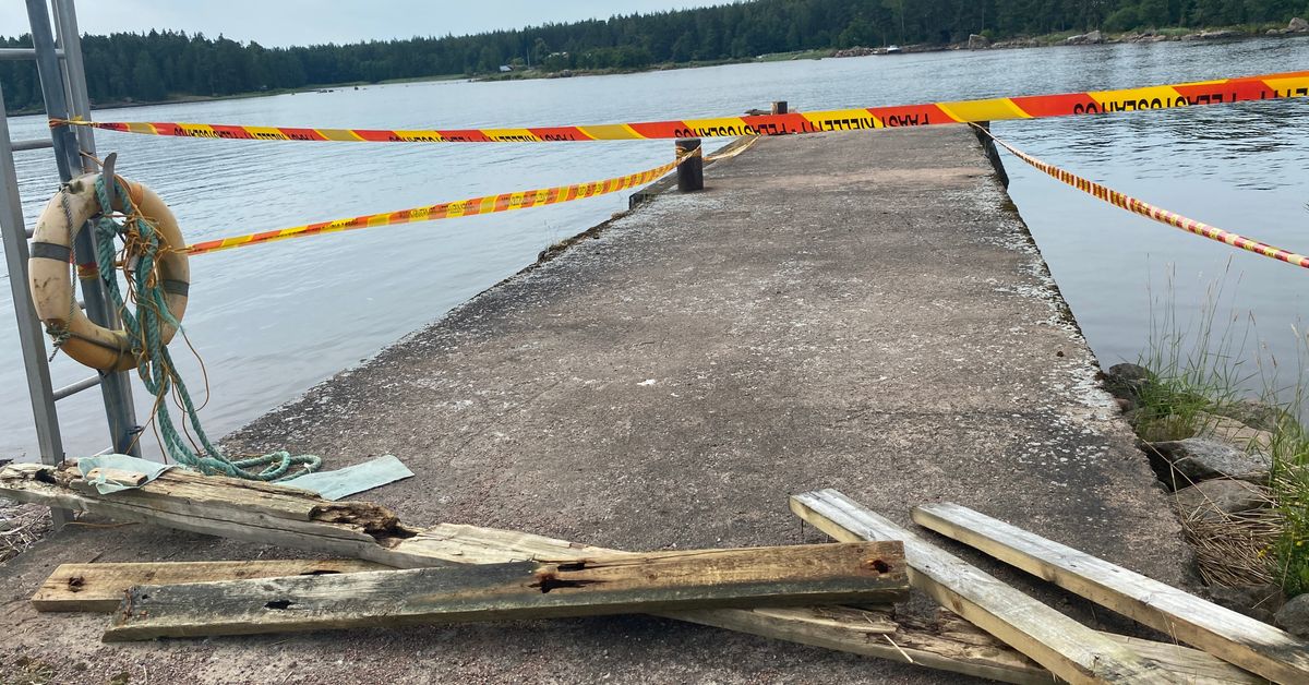 Betongpir kollapsade i Spjutsundets fiskhamn i Pyttis – kvinna föll i ...