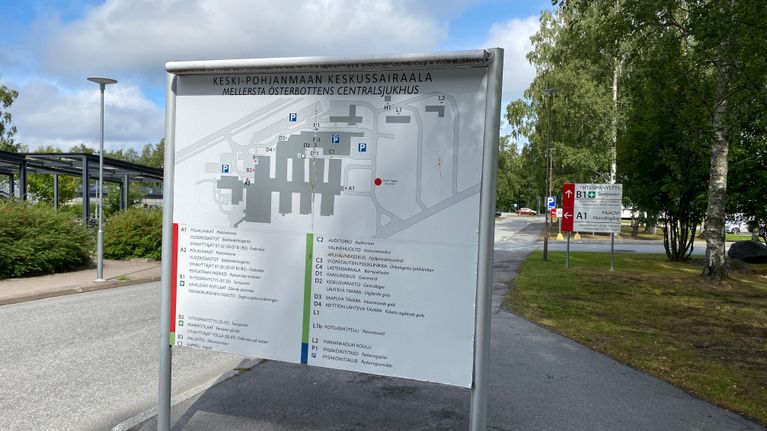 K-P:n keskussairaalan aluekartta