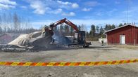 Polvijärvellä tulipalossa tuhoutunut rivitalo. 