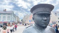 Photo shows Oulu's 'toripolliisi' or 'The Market Place Policeman'. 